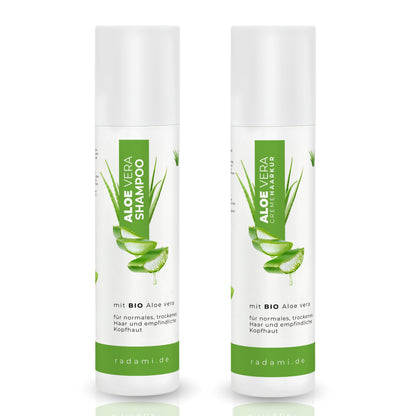 Aloe Vera Set Shampoo und Cremehaarkur Bio Aloe vera für trockenes Haar und empfindliche Kopfhaut jeweils 250 ml