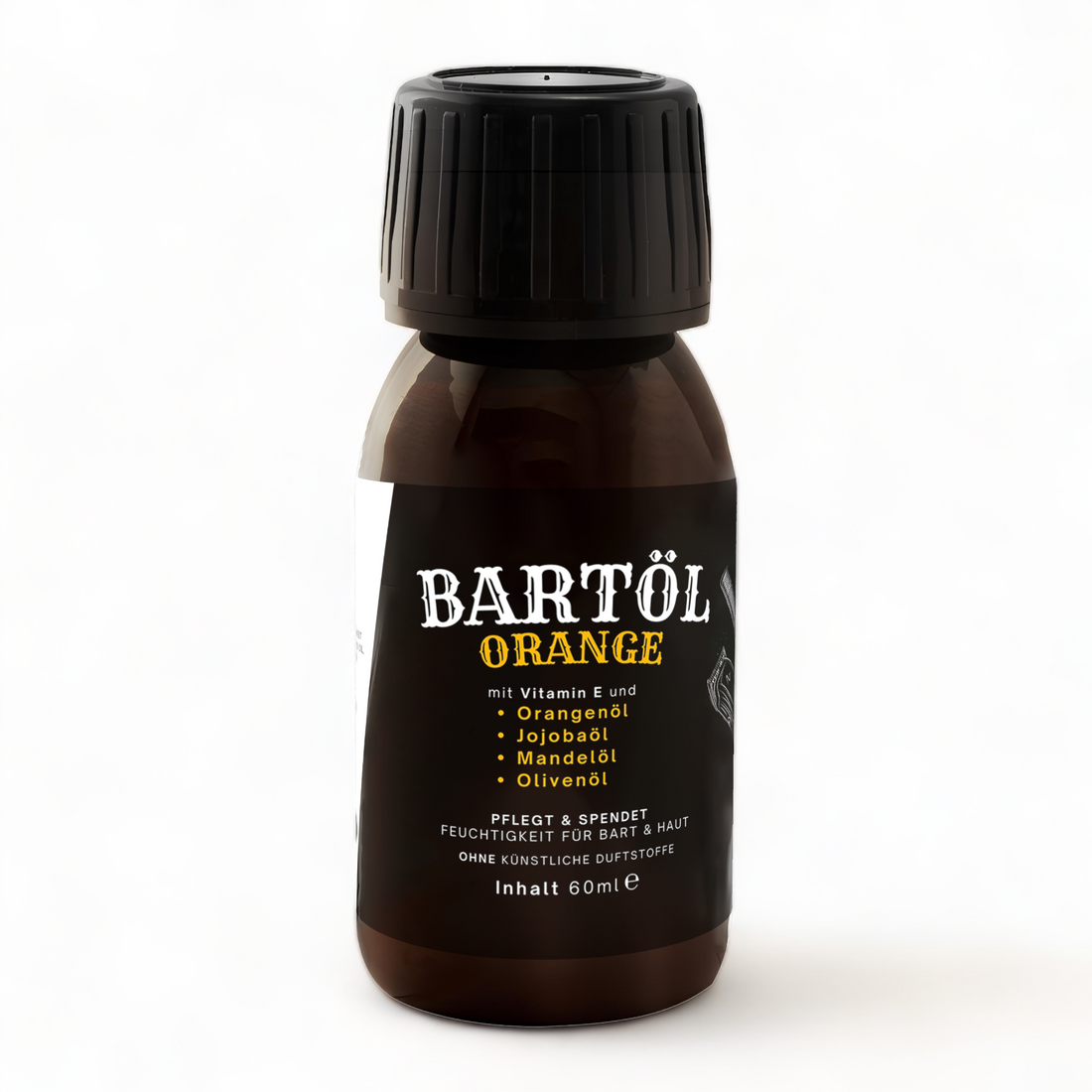 Bartöl Orange 60 ml Bartpflege mit Jojobaöl, Mandelöl und Olivenöl
