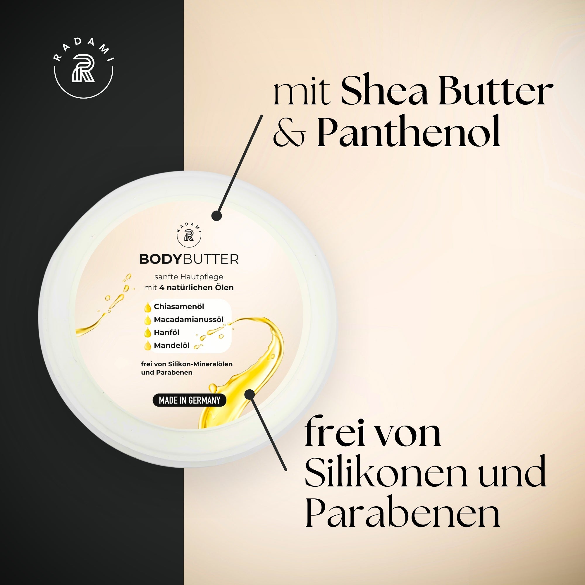 Bodybutter mit natürlichen Ölen Körperbutter mit Shea Butter und Panthenol 2x 150 ml