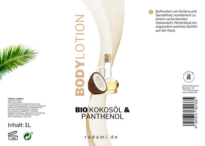 Bodylotion Bio Kokosöl &amp; Panthenol Körperlotion 1L