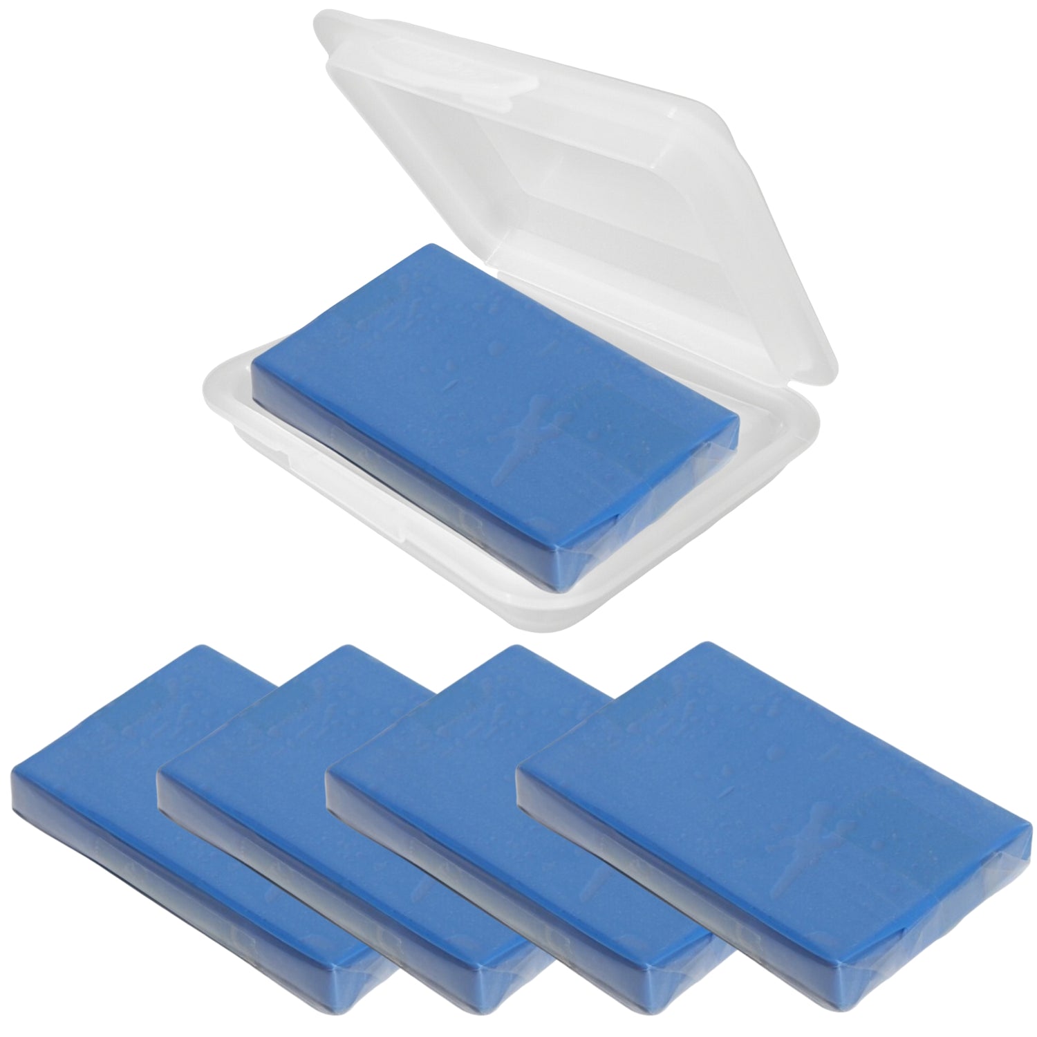 Reinigungsknete Polierknete Lackreinigungsknete Lackreiniger BLAU 5 x 100g + 1 Aufbewahrungsbox