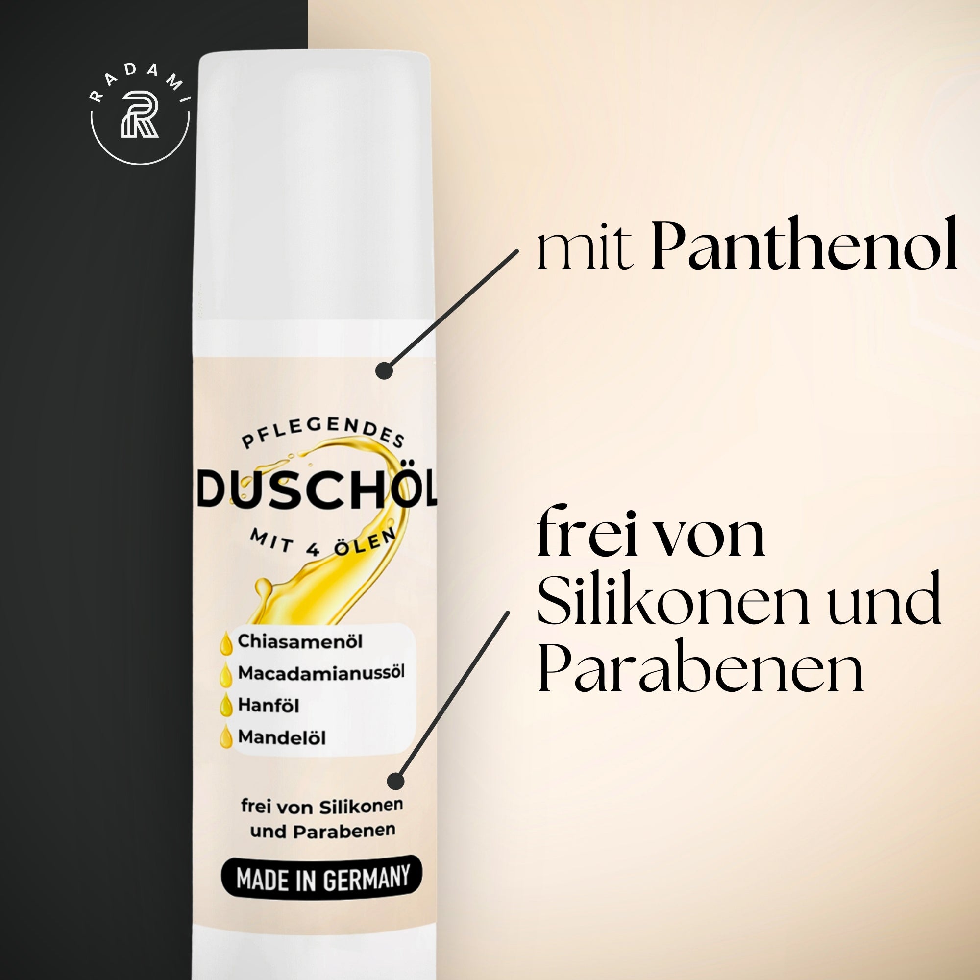 Duschöl natürliche Öle und Panthenol Duschbad Duschgel 4x150ml