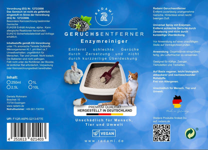 Tier Geruchsentferner gegen Katzenurin und Tiergerüche Enzymreiniger Limette, Lemongras, Blackberry 3x250ml