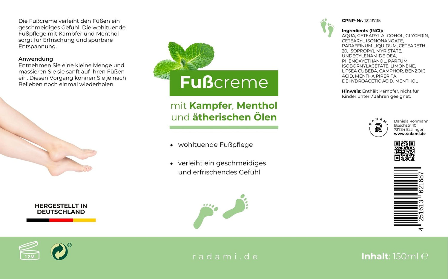 Fußpflege Geschenkbox  Fußbad, Fußcreme und Fußspray  3x150ml