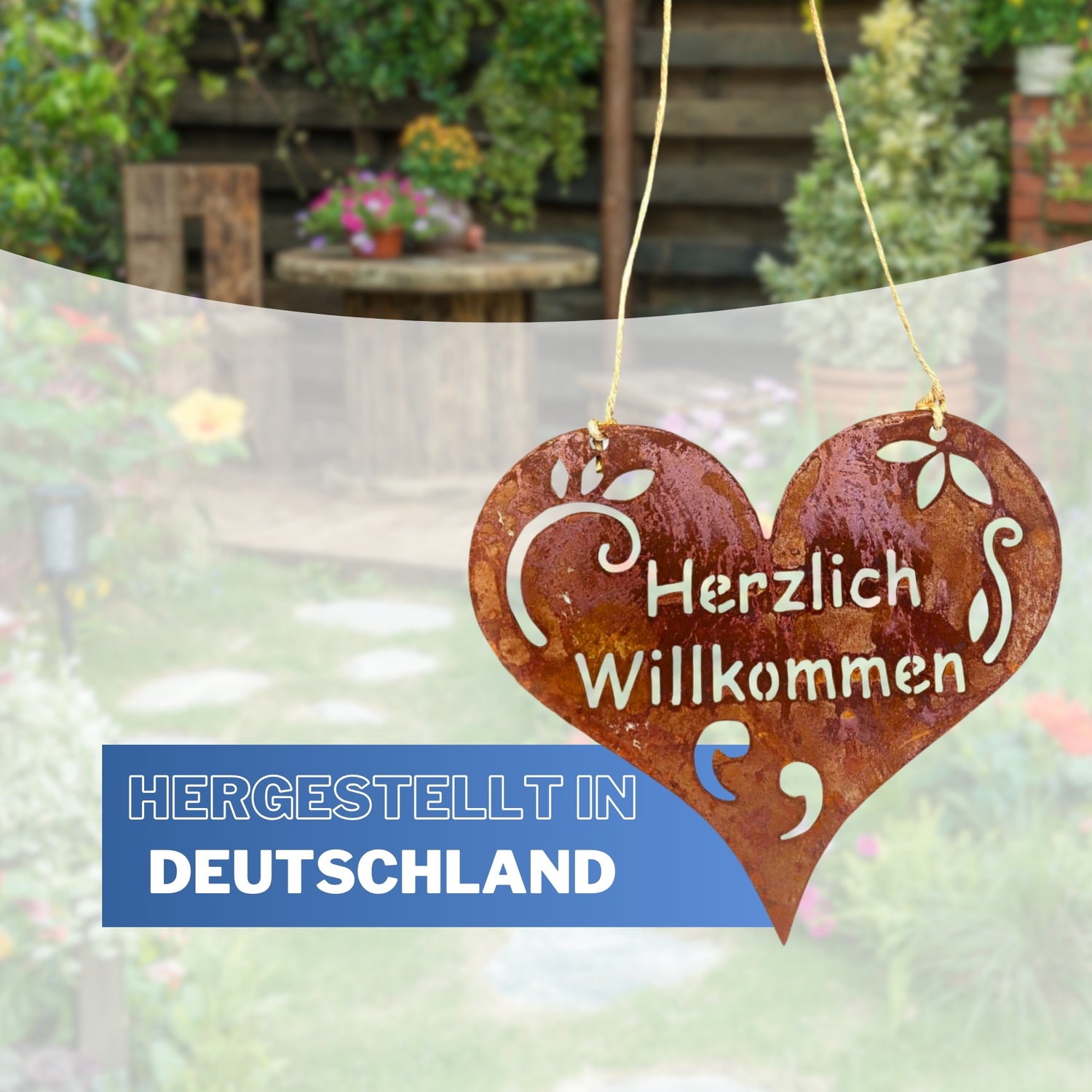 Herzlich Willkommen Schild Türschild Willkommensschild hängend 26 cm 350g