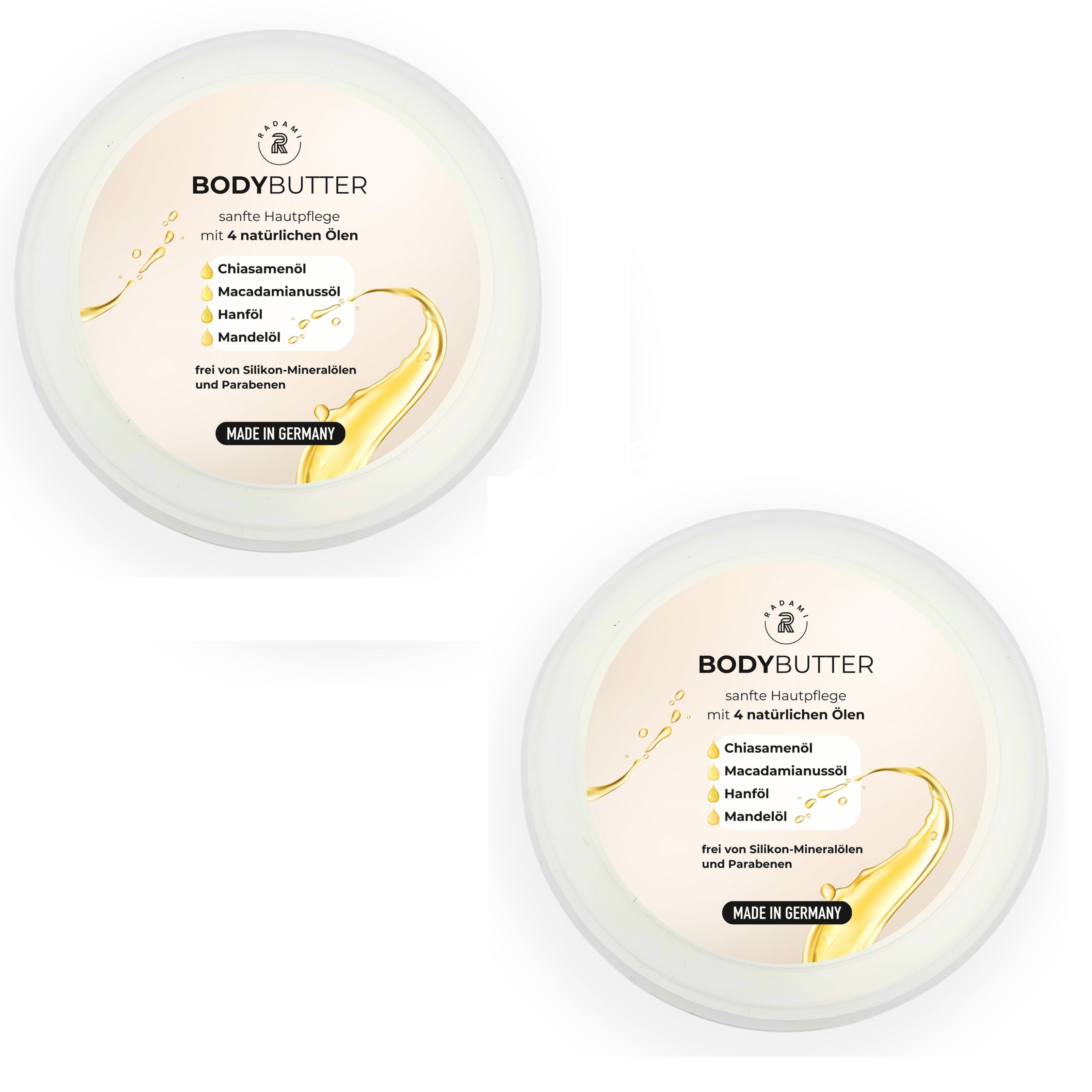 Bodybutter mit natürlichen Ölen Körperbutter mit Shea Butter und Panthenol 2x 150 ml