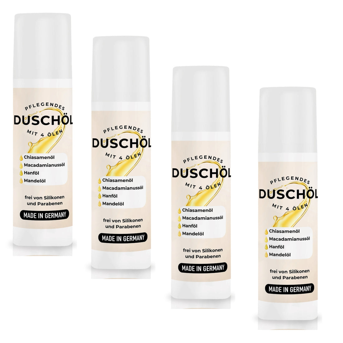 Duschöl natürliche Öle und Panthenol Duschbad Duschgel 4x150ml