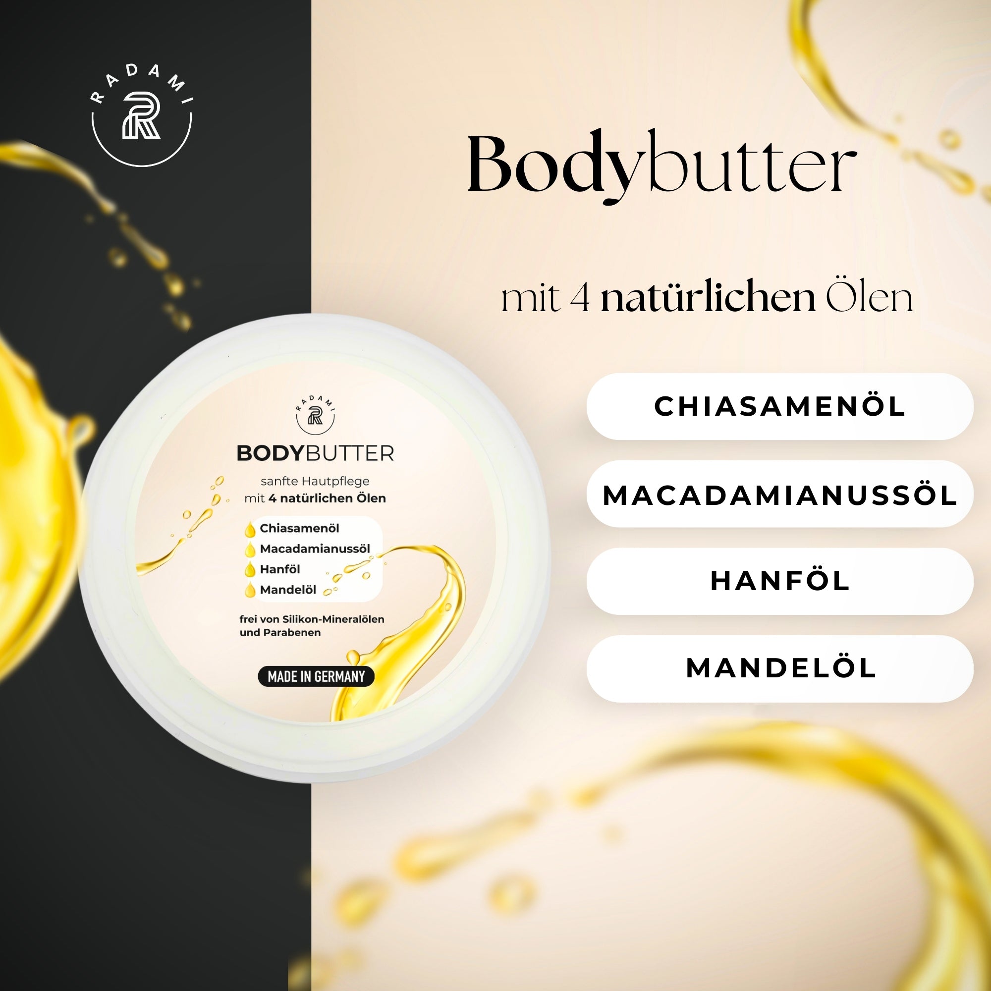 Bodybutter mit natürlichen Ölen Körperbutter mit Shea Butter und Panthenol 2x 150 ml